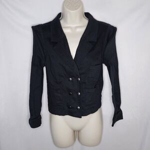 Womens Vintage Betsey Johnson Archive Punk Black Cropped Jacket Blazer Denim 10